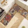 2 шт. Винтажный кухонный коврик для пола в стиле бохо с цветочным узором для прихожей, домашний декор, нескользящий длинный полосатый бархатный ковер с кристаллами