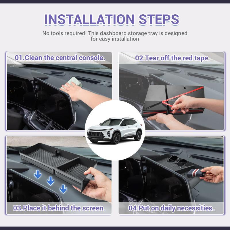 Center Console Dashboard Tray Organizer For 2024 2025 Chevy Chevrolet Trax Dash Board Storage Box Interior Car Tray Accessories