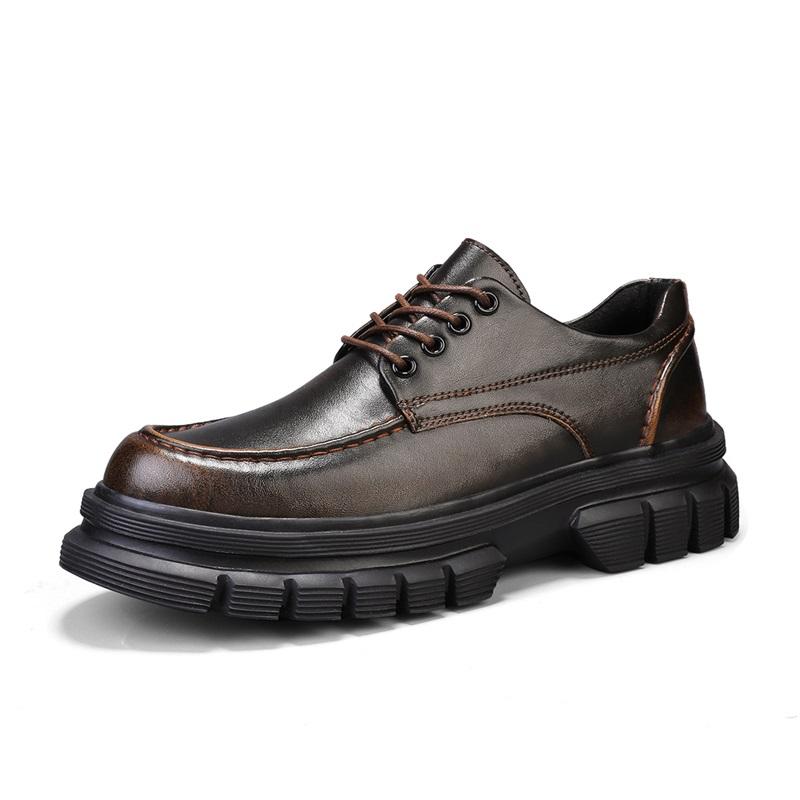 Thick Bottom Men Business Casual Leather Shoe Non Slip Platform Oxfords Shoes Lace-up Formal Dress Footwear Man Walking Sneakers