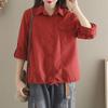 Ретро Хлопок и Лен 2025 Весна Новая Женская Универсальная Свободная Модная Рубашка с Длинным Рукавом