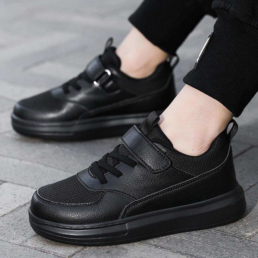 Lightweight Kids Sneakers for Boys & Girls – Casual Everyday Footwear, Compatible with School/Play/Running – Black, Size 28