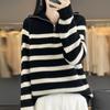 Женский свитер водолазка 100% шерсть MODERN NEW SAGA Вязаный пуловер на молнии Отложной воротник Толстые зимние джемперы Женские вязаные топы