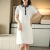 Women's Polo Shirt Dress Summer Solid Color Slimming Medium Long Casual Sports Lapel Dress