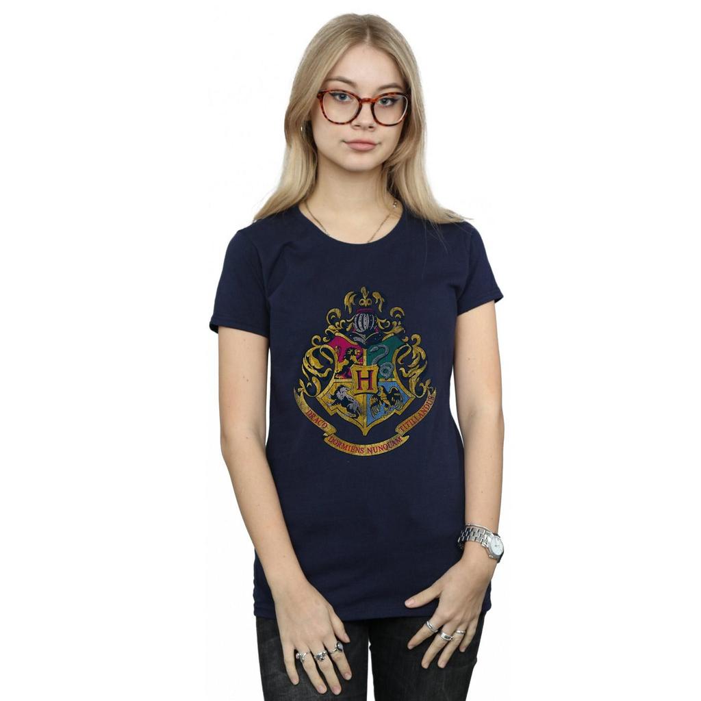 HARRY POTTER Женская/женская хлопковая футболка с гербом Хогвартса
