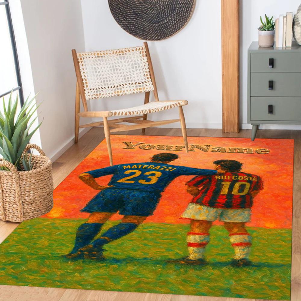 Ac Milan Customize Text Floor Rug Office Rug Perfect for Dormitory Outdoor Kitchen Hallway Anti-slip Rug Anime Office Decor