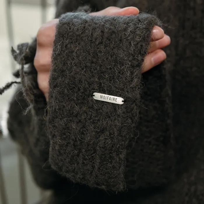 WOOL KNIT MUFFLER / CHARCOAL