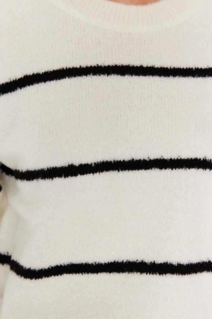 Женский свитер в элегантном стиле, вязаный свитер в полоску с каменным букле