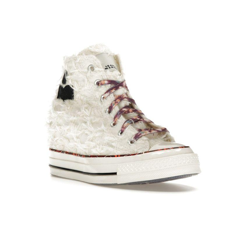 Converse Isabel Marant x Chuck 70 Клиновидные высокие кроссовки унисекс ванильно-белого цвета кремового, черного и красного цвета A10222C