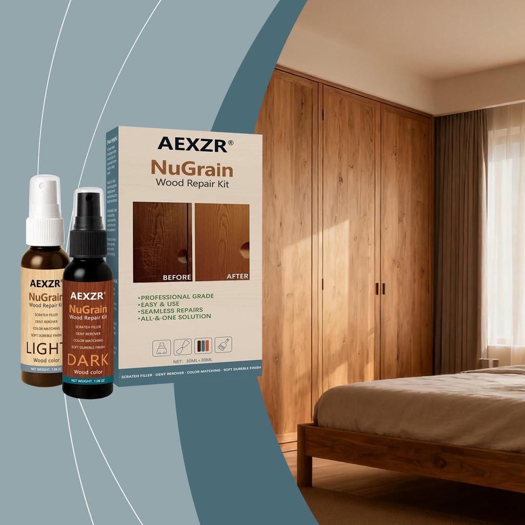 AMZ Wooden Floor Home Care Spray, Furniture Maintenance Polish with Rosin & Nano Silica, Daily Cleaning Protector for Wood Surface, Natural Look 1 Set