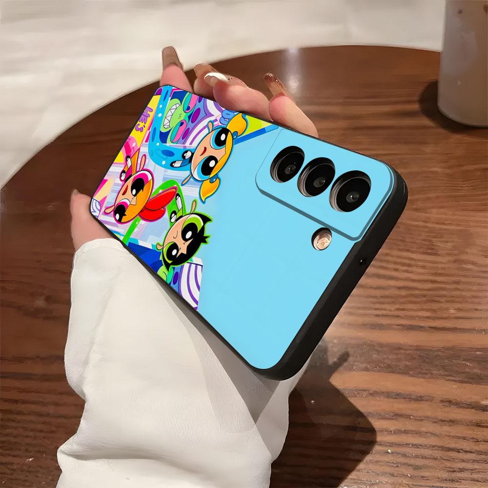 Чехол для телефона P-Powerpuffs G-Girls для Samsung S26 S25 S24 FE S23 S22 S21 Plus S20 Ultra Note20Ultra Черный Мягкий
