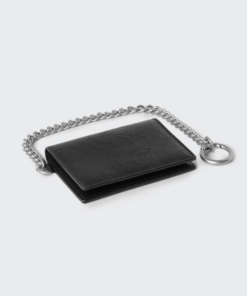 Musinsa Standard Crinkle Leather Chain Fold Card Wallet [Black]