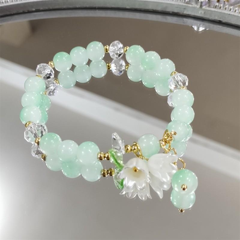 10mm Jade Crack Porcelain Bead Bracelet Single Round Gradient Wristband Students