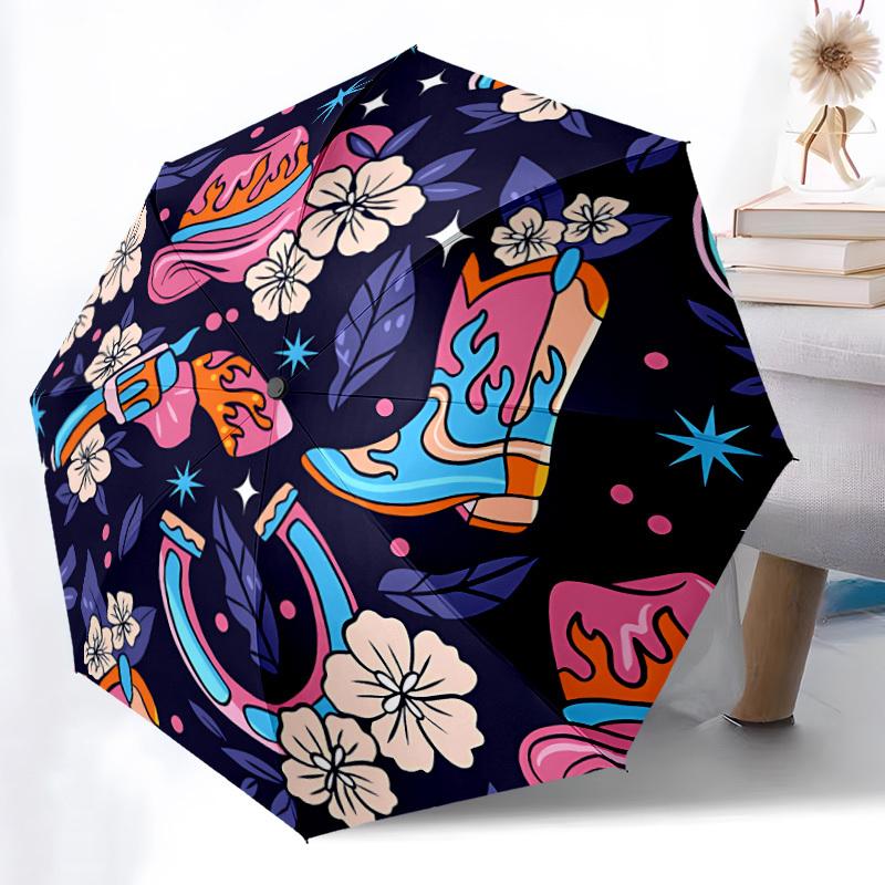 1pc Cowboy Boots Automatic Open/Close Umbrella - Compact Travel Umbrella, Gift for Birthday, Holiday yy260106018