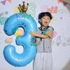 42 Inch Baby Pink And Blue Crown Digital Balloon Children'S Treasure First Birthday Party Scene Decoration Indoor And Outdoor Decoration