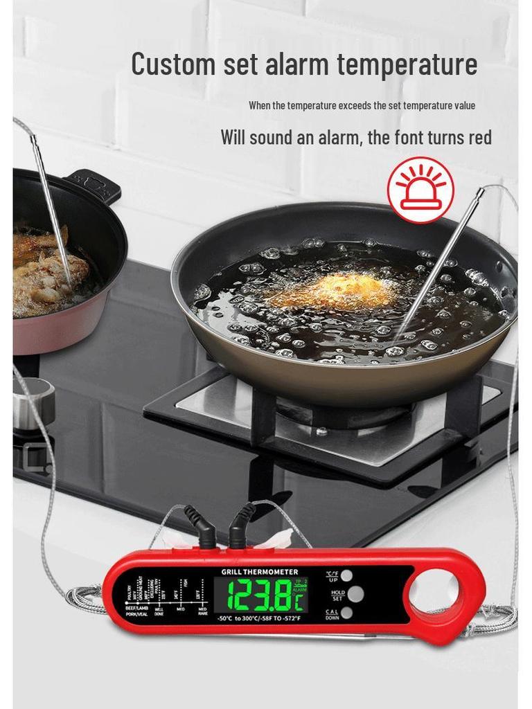 Складной термометр с двумя щупами для барбекю и духовки