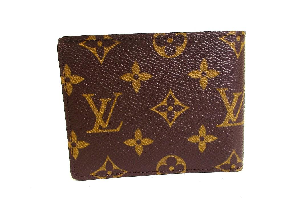 Оригинальный мужской кошелек LOUIS VUITTON Monogram из коричневой кожи, складной, для купюр M60930 #b257 Открытая коробка
