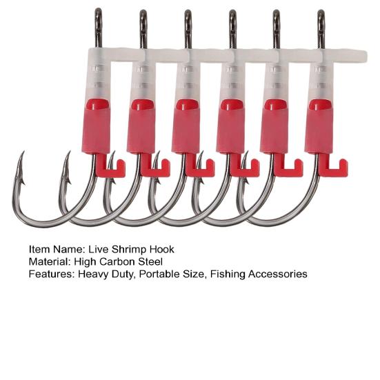 6/12Pcs Luminous Live Shrimp Fixing Hook Heavy Duty Steel Glow-in-the-dark Barbed Fishhook Freshwater Saltwater Catfish Bass Fishing Hook Fishing