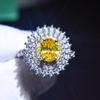 Кольцо-группа из квадратных бриллиантов Моцарелла с платиновым покрытием Pt950, Имитация бриллиантового кольца «Принцесса» квадратной огранки, цветной каратный бриллиант