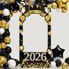 Черно-золотой Новый год 2026 Рамка для фотобудки Баннер С Новым годом Вечеринка Фоны Декор на Новый год 2026 Баннер-фон