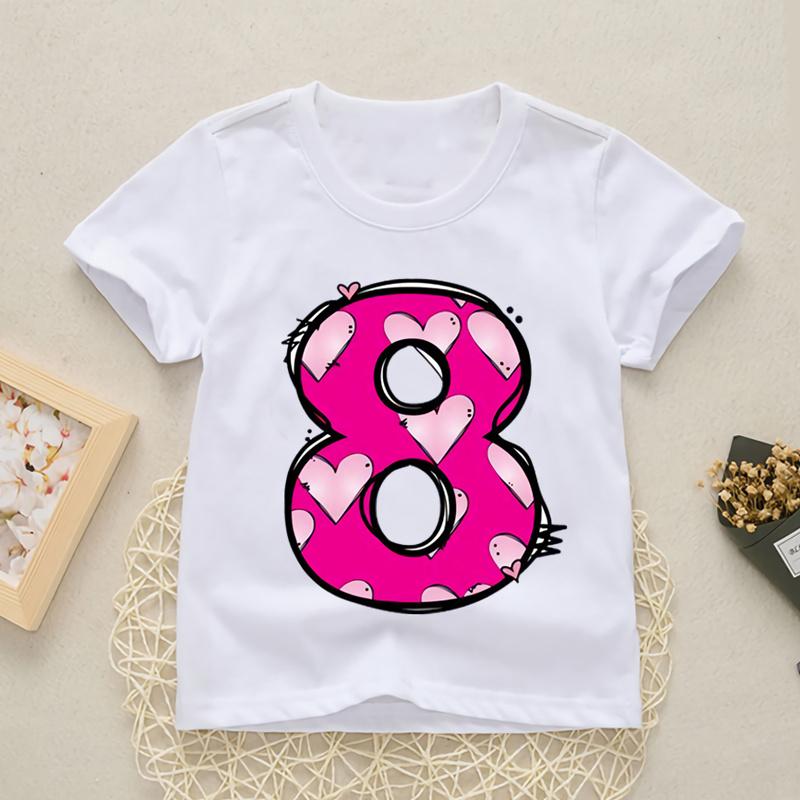 Детская цифровая одежда, футболка с буквенным принтом для мальчиков и девочек, подарок на день рождения, забавная футболка с мультяшным принтом