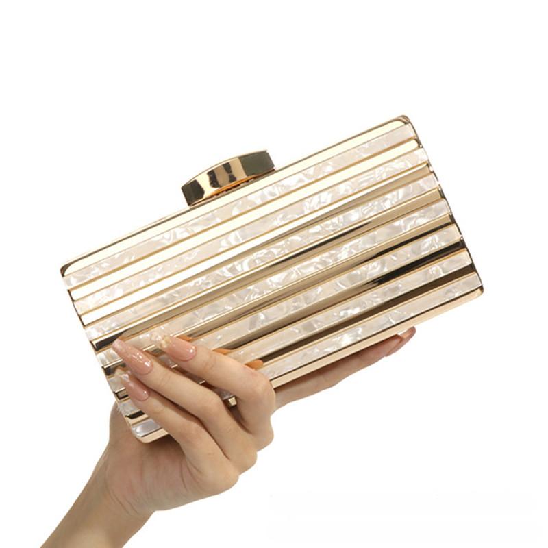 2024 New Pattern Dinner Single Shoulder Bag Satchel High Archives Banquet Hand bag Wallet Striped Acrylic Clutch Bag