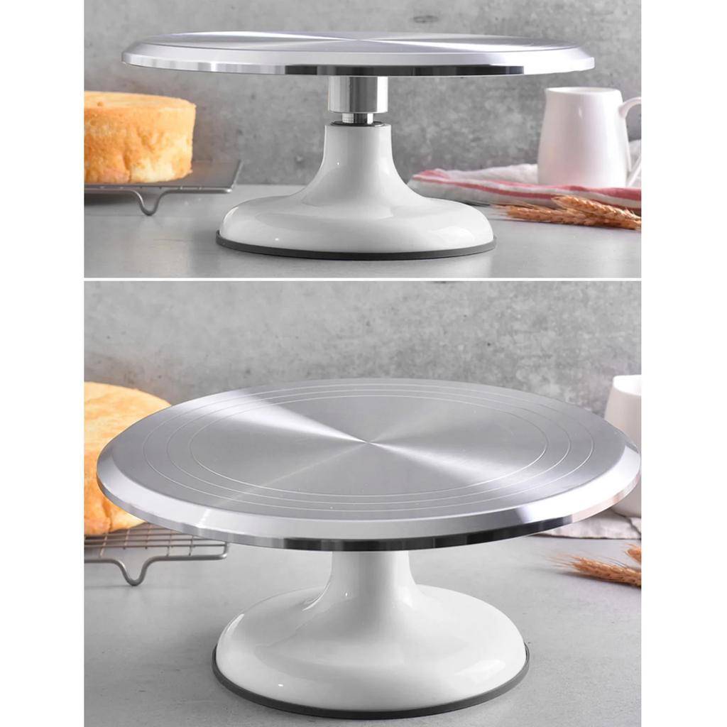 10 Inch Silent Bearing Rounded Edges Cake Turntable Revolving Cake Stand Aluminum Alloy for Home for Cake Decorating Supplies