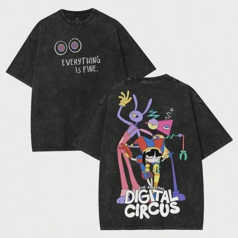 The Amazing Digital Circus Jax Washed Tshirt Men Women Summer 100 Cotton Clothing Cartoon Oversized Short Sleeve Top Streetwear