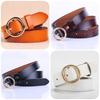 Модный винтажный женский кожаный ремень из натуральной коровьей кожи с круглой пряжкой для стильных нарядов и повседневной носки