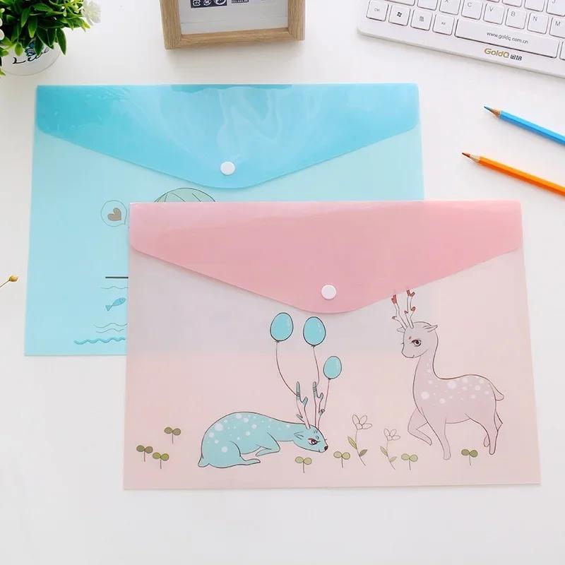 File Bag Cartoon Animal Cute Translucent PVC Folder Organizer Office School Supplies Student Stationery