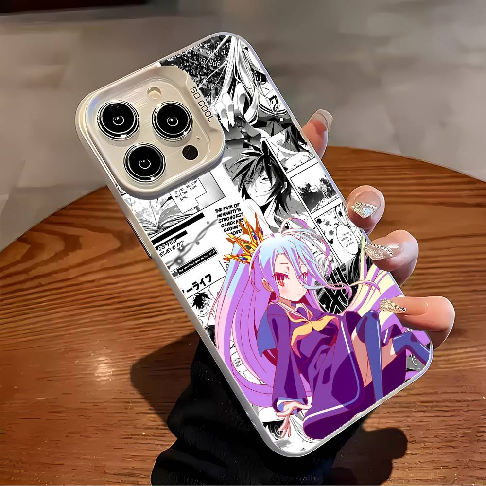 Чехол для телефона с аниме-девушкой Широ для iPhone 17 16 15 14 13 12 11 Plus Pro Max, разноцветный, лазерный, с эффектом северного сияния, ударопрочный, Funda Cover