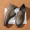 Мужская обувь осень и зима 2024 года, новые кожаные туфли в британском стиле, на шнуровке, универсальные, на толстой подошве, водонепроницаемые, повседневные туфли