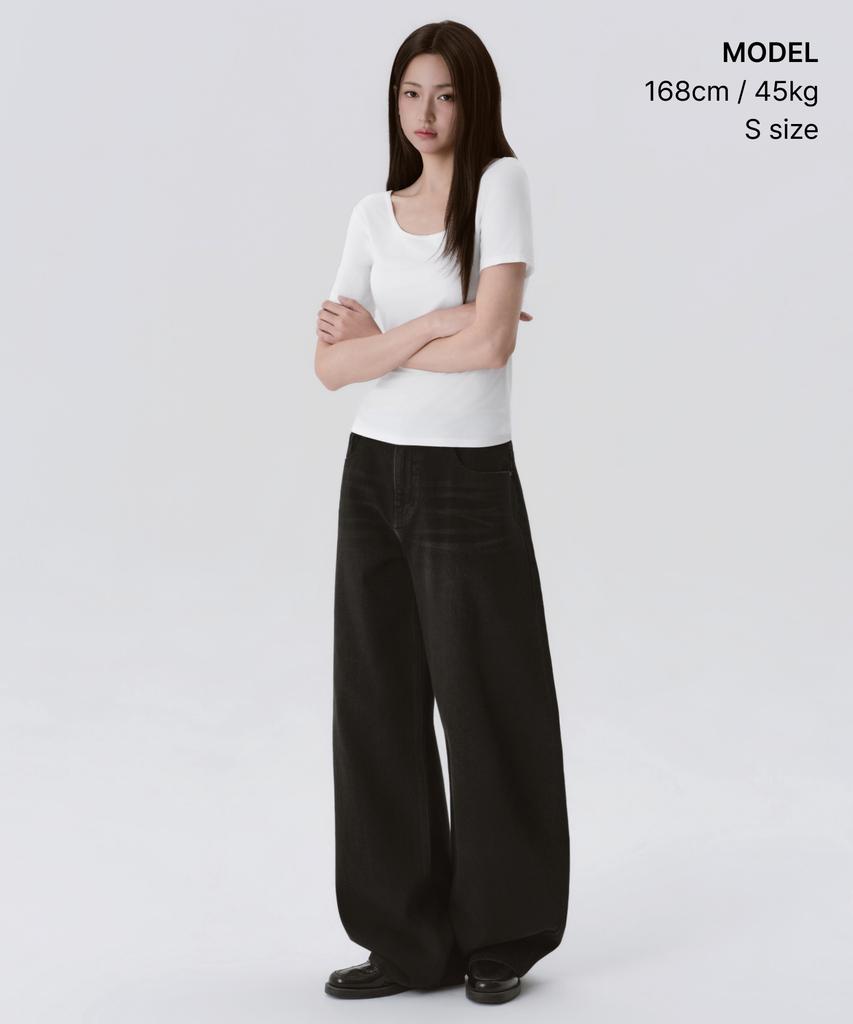 MUSINSA STANDARD WOMAN [Hit Standard] Women'S Scoop Neck Short Sleeve Undershirt [White]