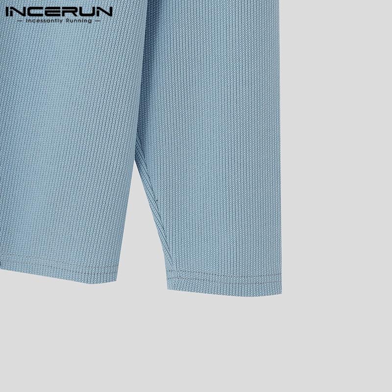 INCERUN Autumn Men Zipper Long Sleeve Knitted Sweaters Casual Rib Pullovers