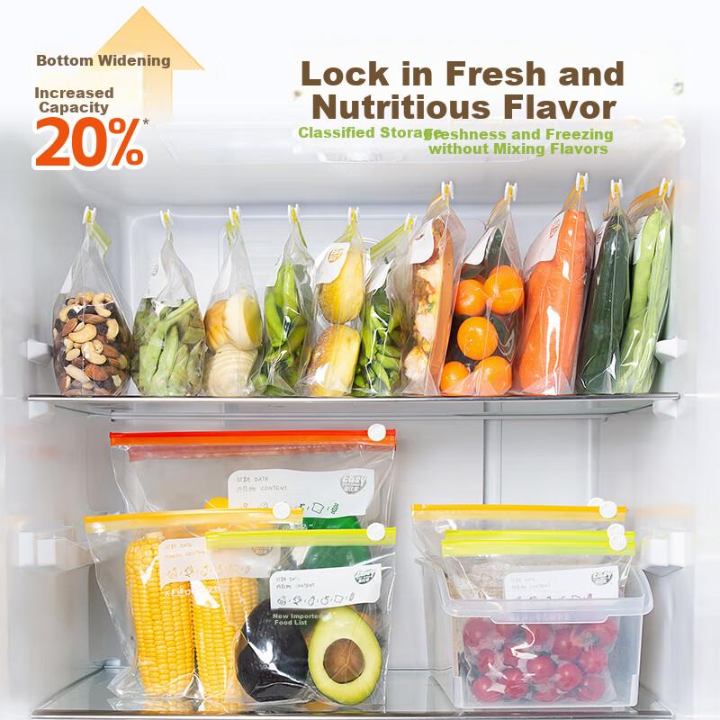 Zipper Sealed Food Storage Bags, Food-Grade Fresh-Keeping Bags for Home Refrigeration And Freezing Storage, Airtight Bags, Medium Size, 20 Pieces