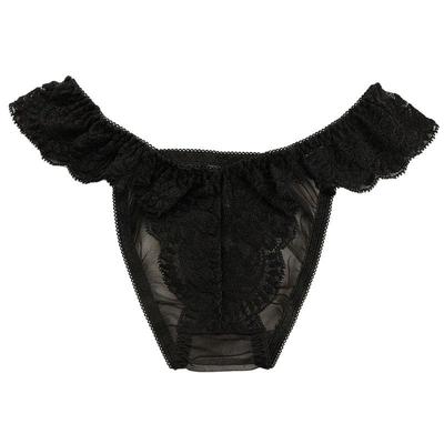 [La Paume] Трусики-шорты с полуоткрытой спиной, с 20 половинами ткани и эластичным кружевом, Прозрачное сексуальное белье, Сделано в Японии, Модель 322065, Размер L, Черный