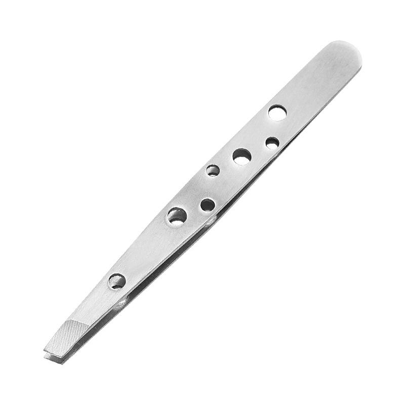 Stainless Steel Oblique Eyebrow Tweezers & Eyelash Curler - Beauty Tools Set