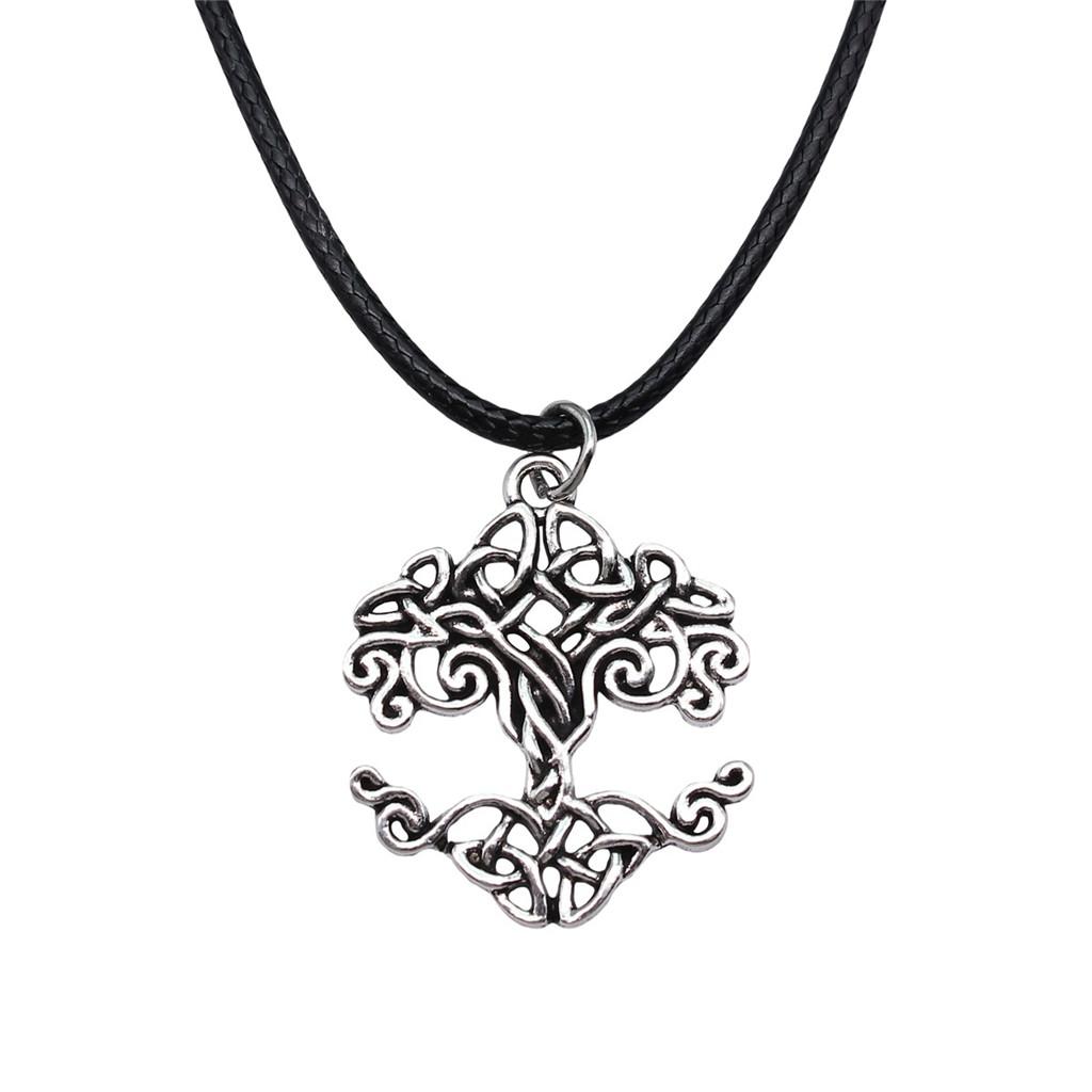 Антикварный кулон-ожерелье "Древо Жизни" Nature Boho Statement Jewelry 45см Кожаная цепочка