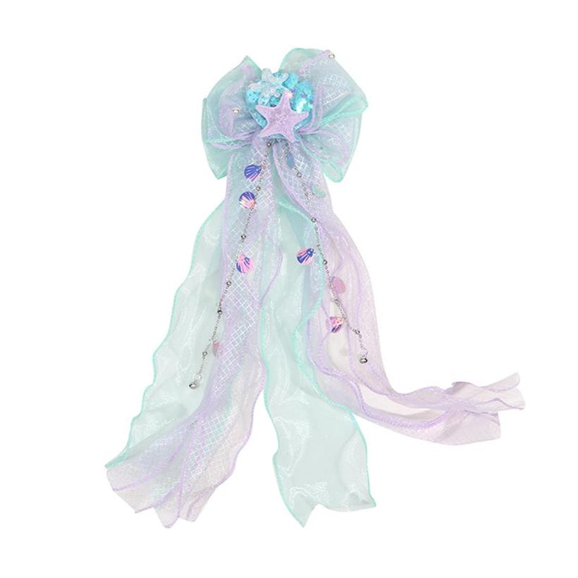 Элегантные красочные ленточные банты для волос, принцессные банты-бабочки, длинные заколки-автоматы, зажимы-крокодильчики, милые аксессуары для волос