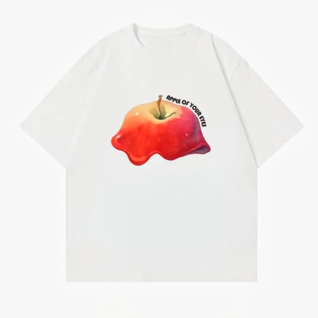 Fun Apple 2025 Américain Doux Et Cool Nouveau T-shirt Imprimé En Coton Pour Hommes Et Femmes Rétro Garçons Manches Courtes