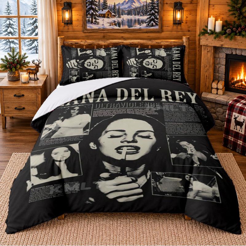 Lana Del Rey Pattern Bedding 3Pcs Set Bed Sheet And Pillowcases For Indoor Bedroom
