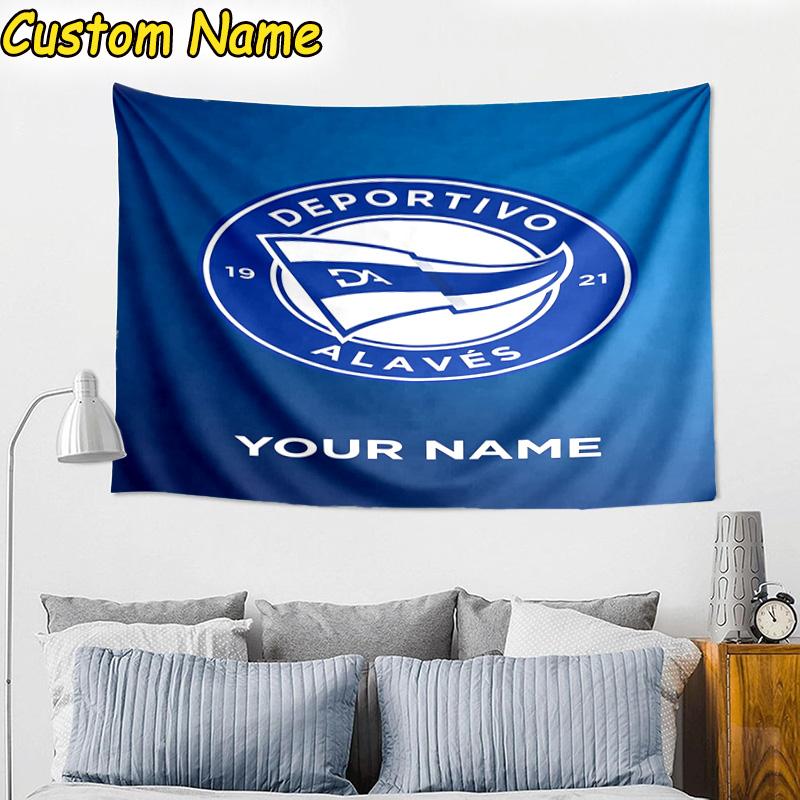 Custom Name Deportivo Alaves Emblem Tapestry Room Decoration Wall Hanging for Living Room Bedroom, dormitory, Birthday and Christmas gifts