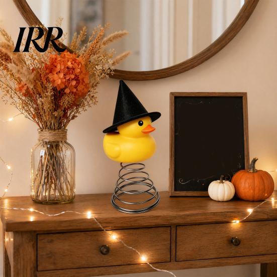 Pumpkin And Duck Decoration Halloween Tree Topper, Small Witch Topper Ornament with Holiday Metal Spring Base for Gothic Home Decor, Party Supplies
