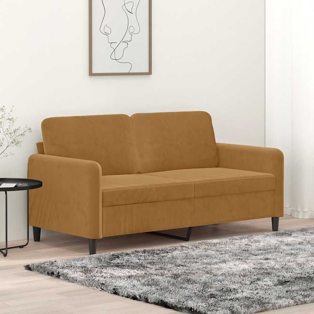 Vidaxl Sofa 2-Osobowa, Brązowa, 140 Cm, Tapicerowana Aksamitem