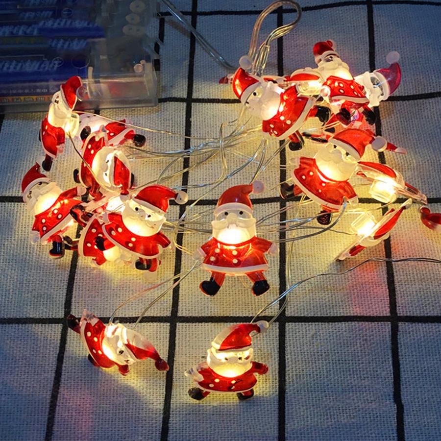 Christmas 20 LED Battery Lights Snowman Santa Cane Xmas Tree Home Decor 2m