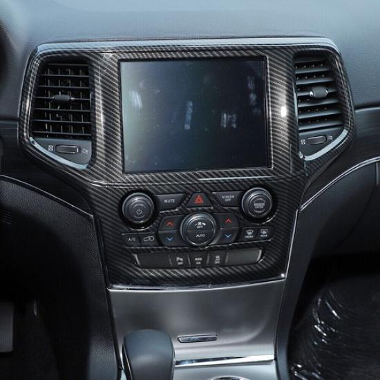 Carbon Fiber GPS Navigation Panel Cover Trim For Jeep Grand Cherokee 2014-2018