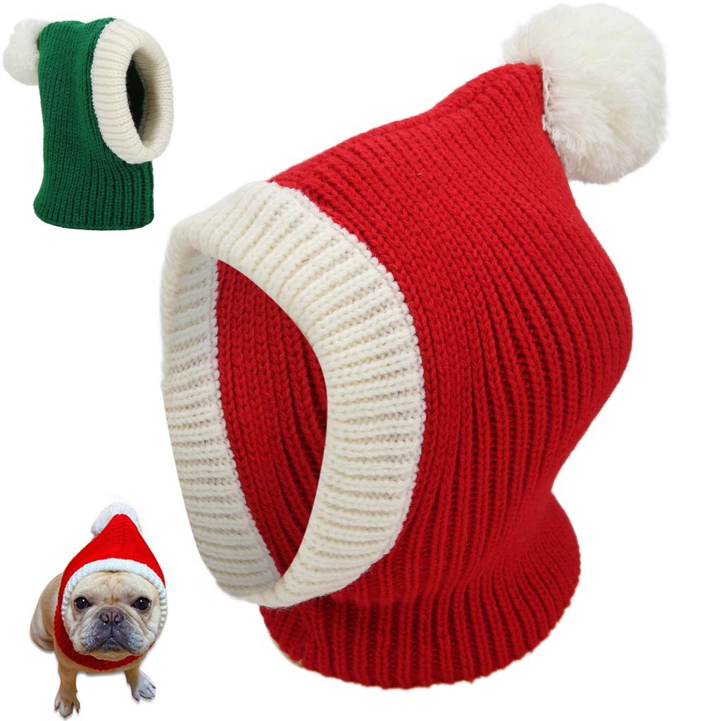 Dog Winter Hat Red Pet Christmas Winter Warm Knitted Hat for Small and Medium Dogs Puppy Cats