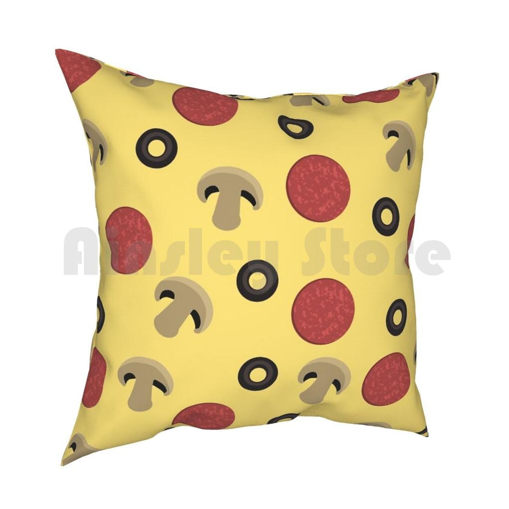 Pizza Toppings Pattern Pillow Case Printed Home Soft DIY Pillow Cover Pizza Pattern Pizza Toppings Pepperoni Pattern Fast
