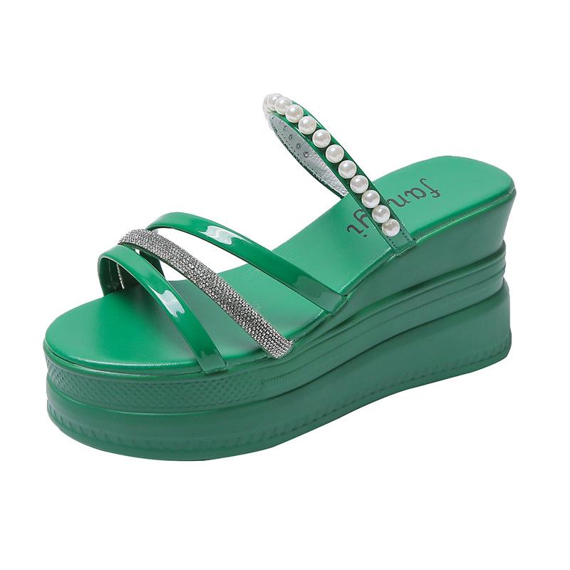 Шлепанцы на толстой подошве женские высококлассные для улицы модные шлепанцы-маффины на танкетке, сандалии с высокой подошвой