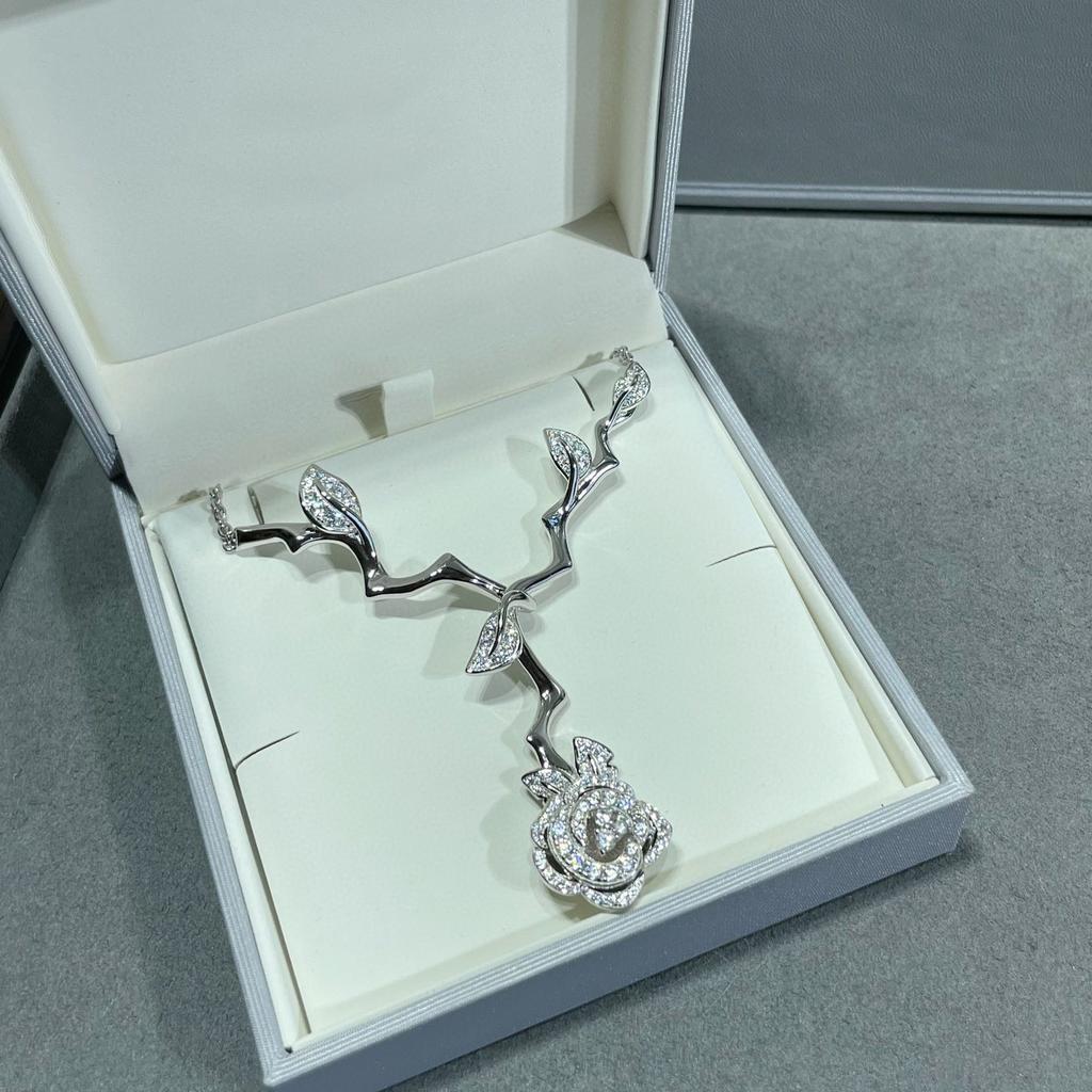 Винтажное колье женское горячего бренда, роскошные украшения для женщин, дизайнерская подвеска, чистое серебро 925 пробы, колье с цветком из розового золота