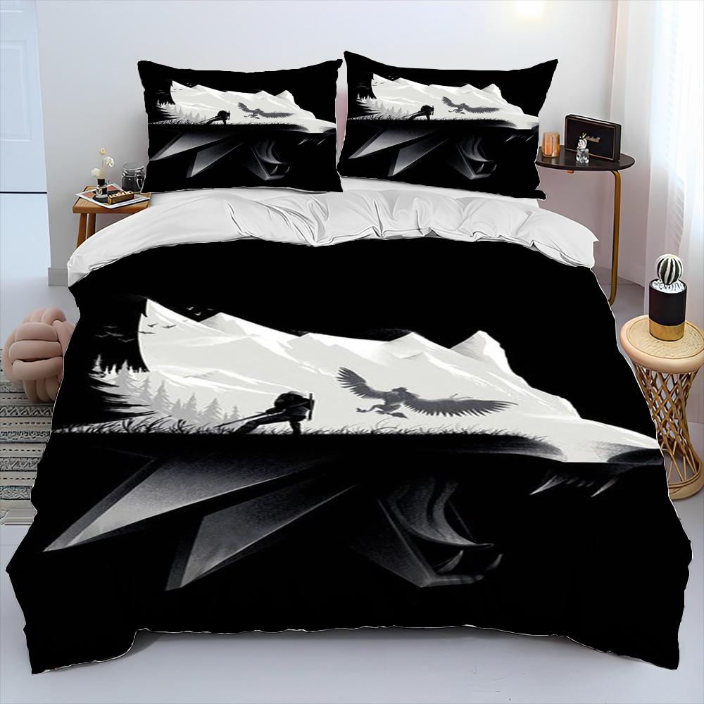 3D The W-Witcher Game Gamer cartoon Comforter Bedding Set,Duvet Cover Bed Set Quilt Cover Pillowcase,king Queen Size Bedding Set